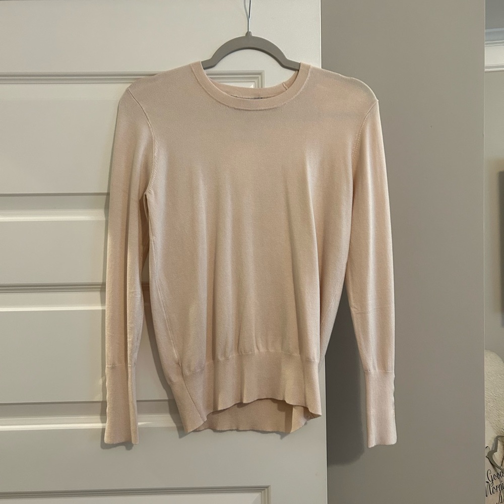 ZARA Knit Women’s Cream Gold Button Long Sleeve Sweater